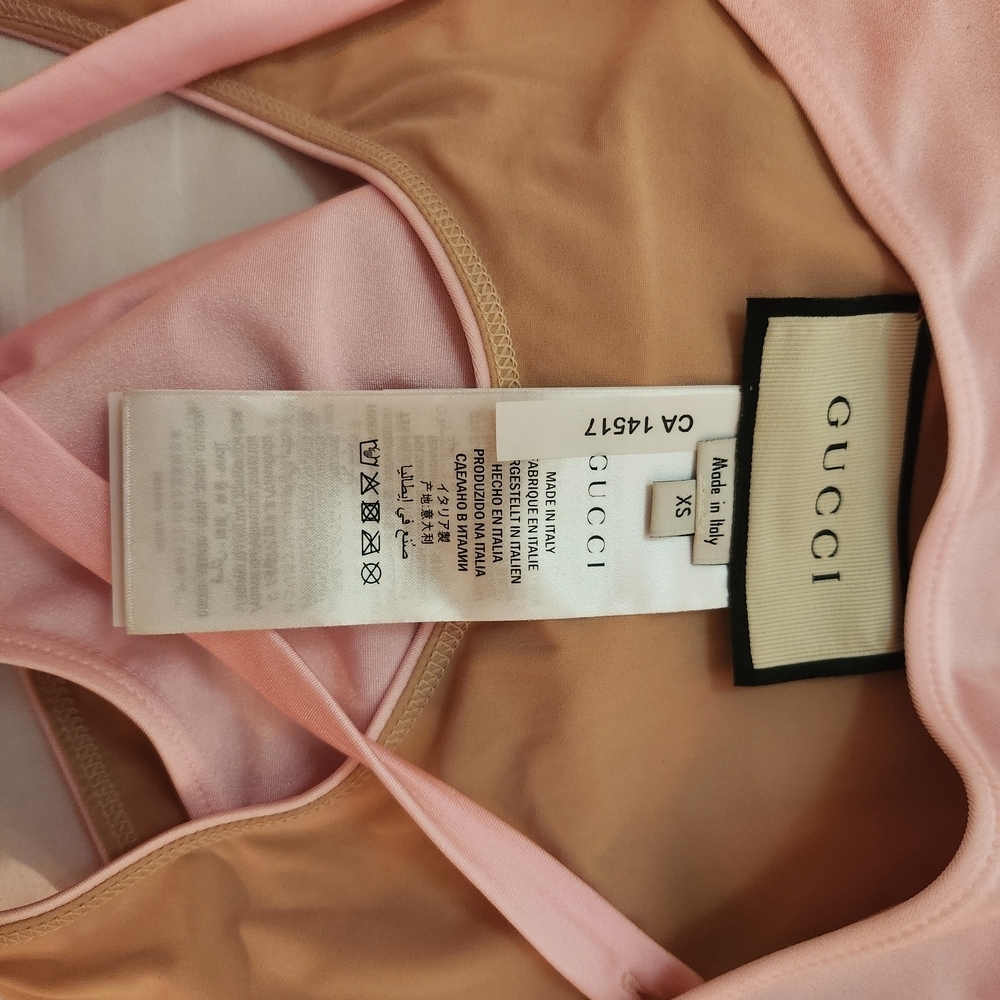 Gucci Black Pink Bodysuit Bathing Suit One Piece Fashion Halter Neck Layers - Picture 7 of 10